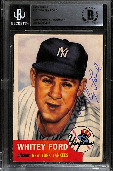 Signed 1953 Topps Whitey Ford - Beckett BAS Authenticated/Slabbed