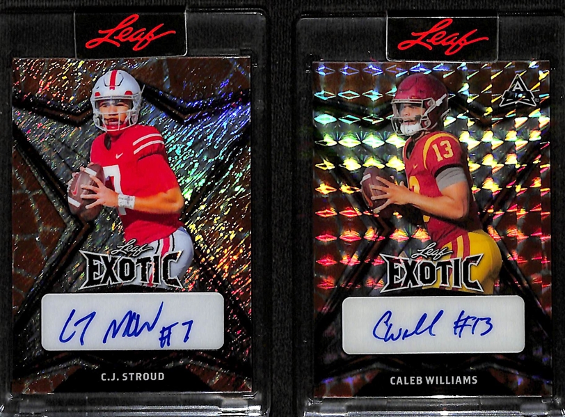 2022 Leaf Exotic Autograph Rookie Cards - C.J. Stroud (#3/4) & Caleb Williams (#3/3)