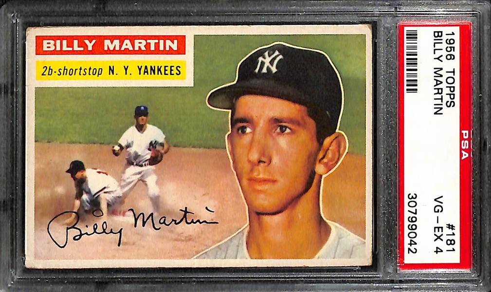 Lot of (5) 1956-1961 Topps Billy Martin Cards  - All PSA Graded