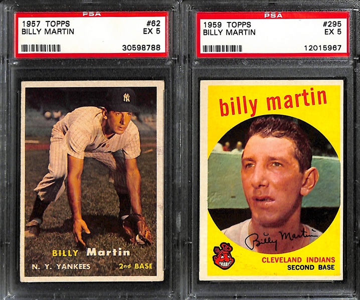 Lot of (5) 1956-1961 Topps Billy Martin Cards  - All PSA Graded