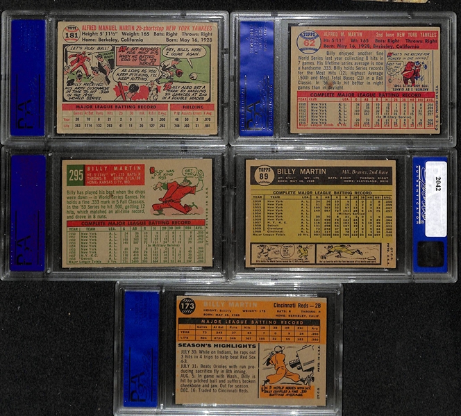 Lot of (5) 1956-1961 Topps Billy Martin Cards  - All PSA Graded