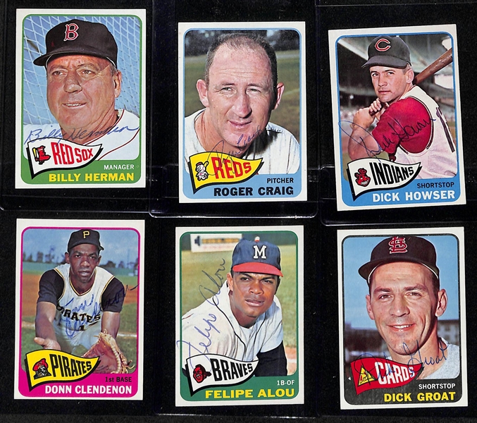 (127) Signed 1965 Topps Baseball Cards Inc. Brooks Robinson, Red Schoendiesnt, Warren Spahn, Bill Rigeny, Al Lopez, Walt Alston, Mel Stottlemyre, Lee Thomas, Joe Nuxhall, Lum Harris, Jim Piersall,...