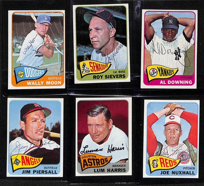 (127) Signed 1965 Topps Baseball Cards Inc. Brooks Robinson, Red Schoendiesnt, Warren Spahn, Bill Rigeny, Al Lopez, Walt Alston, Mel Stottlemyre, Lee Thomas, Joe Nuxhall, Lum Harris, Jim Piersall,...