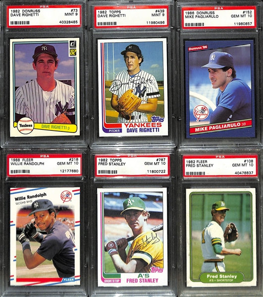 (18) PSA Graded 1982-1989 Baseball Cards w. (2) Dave Righetti PSA 9 Rookie Cards and (5) PSA 10 Cards Inc. Willie Randolph