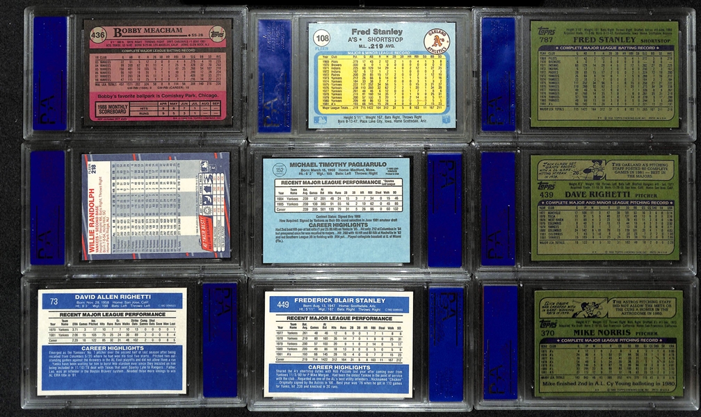 (18) PSA Graded 1982-1989 Baseball Cards w. (2) Dave Righetti PSA 9 Rookie Cards and (5) PSA 10 Cards Inc. Willie Randolph