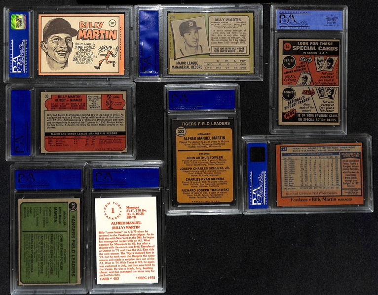 Lot of (16) Graded 1969-1986 Billy Martin Cards  - (15) PSA Graded & (1) FGS Graded