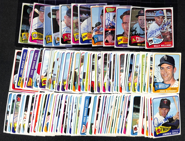 (126) Signed 1965 Topps Baseball Cards Inc. Billy Williams, Red Schoendienst, Perry, Robinson, Hoyt Wilhelm, Matty Alou, Bobby Richardson, Tim McCarver, Frank Thomas, Dick Sisler, Tom Tresh, and...