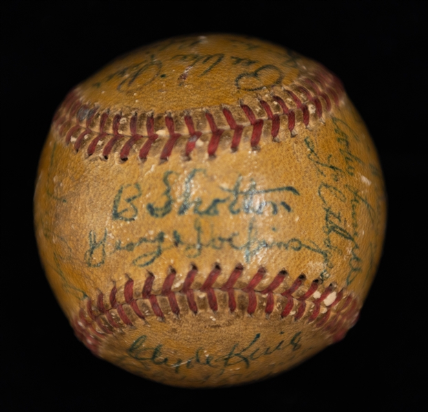 1947 Brooklyn Dodgers Signed Baseball - 27 Signatures w. Jackie Robinson (All Signatures Enhanced) - Robinson's Rookie Year - JSA Auction Letter