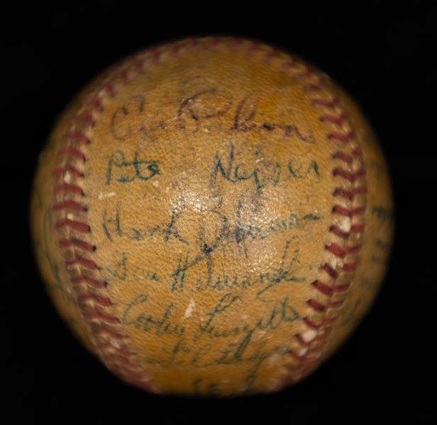 1947 Brooklyn Dodgers Signed Baseball - 27 Signatures w. Jackie Robinson (All Signatures Enhanced) - Robinson's Rookie Year - JSA Auction Letter