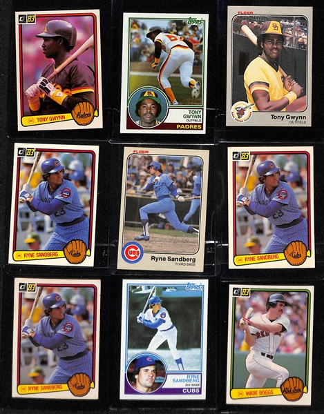 (23) 1980s Baseball Rookies w. Rickey Henderson, (3) Ripken Jr., (3) Gwynn, (5) Sandberg, (3) Boggs, (3) Mattingly, Puckett, (3) Raines, Gibson