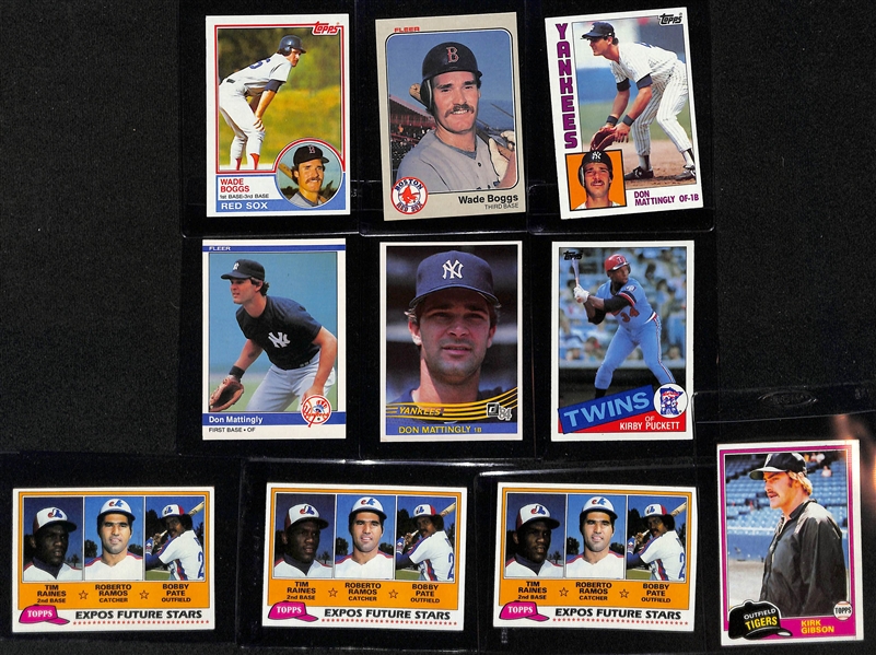 (23) 1980s Baseball Rookies w. Rickey Henderson, (3) Ripken Jr., (3) Gwynn, (5) Sandberg, (3) Boggs, (3) Mattingly, Puckett, (3) Raines, Gibson