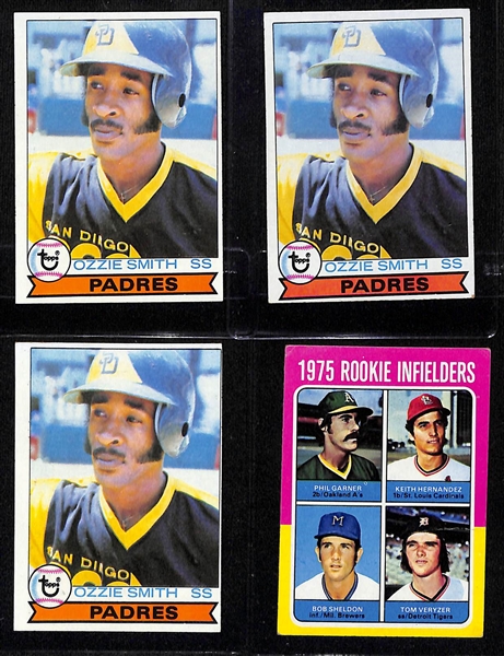 (12) Baseball Rookie Lot w. Rickey Henderson, (2) Murray, Yount, (3) O. Smith, +