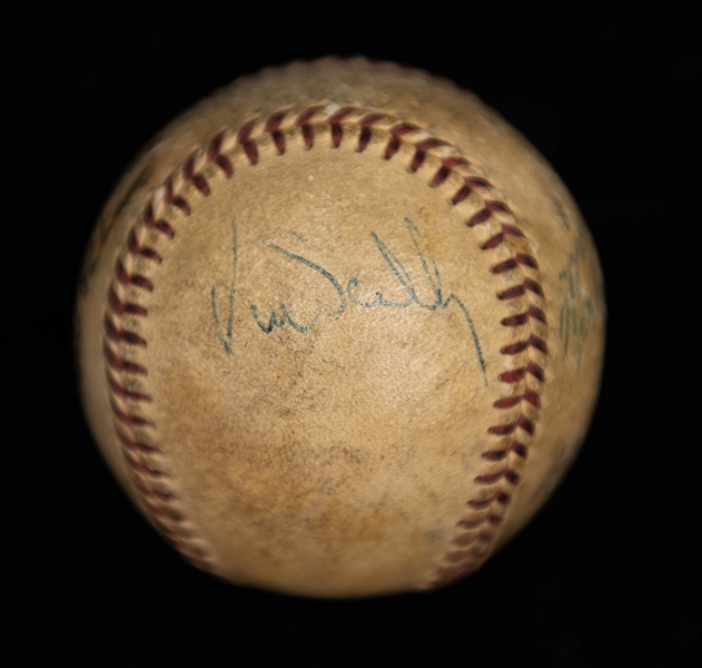 Brooklyn Dodgers Signed Baseball w. Jackie Robinson, Vin Scully, Don Drysdale, Happy Felton (Mascot), & Erv Palica - JSA Auction Letter