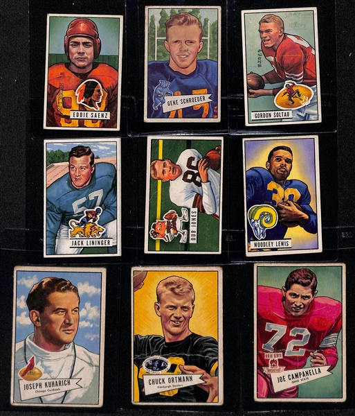 (20) Vintage (1951-1979) Football Cards w. Unitas, Namath, Bednarik, Tittle, James Lofton (Rookie), +