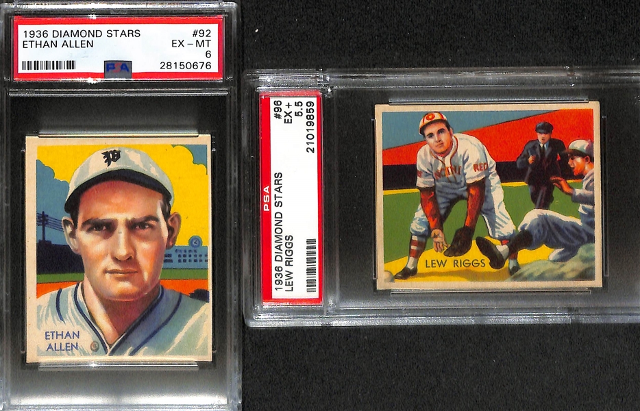 (4) PSA Graded Vintage Baseball Cards Inc. (2) 1935 Diamond Stars (Vergez, Piet) and (2) 1936 Diamond Stars (Allen, Riggs)