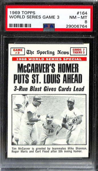 Lot of (4) PSA Graded (all PSA 8) Topps Baseball Cards Inc. 1972 Brooks Robinson #550, & (3) 1969 World Series Cards.