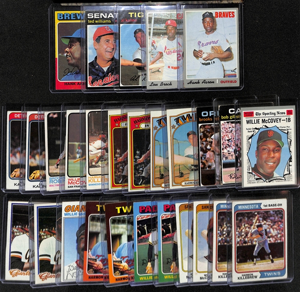 Lot of (28) 1970-1978 Topps Baseball Star Cards w. 1970 Hank Aaron