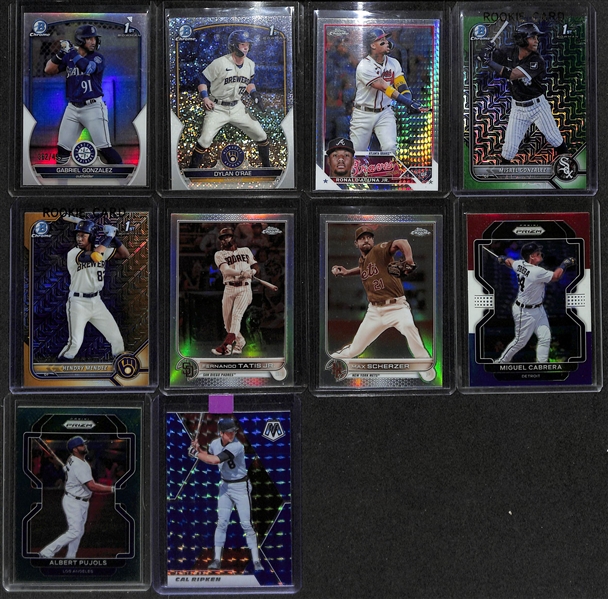 600+ Sports Cards - Mostly Prizm, Topps Chrome, & Optic Colored Silver/Refractor SP Cards - Loaded w. Stars & Rookies!  Inc. Lebron James, Steph Curry, Bryce Harper, Dan Marino, +