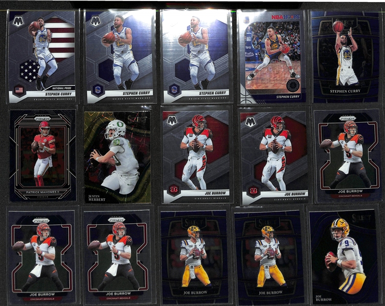 600+ Sports Cards (Mostly Prizm, Select, Chrome, Optic) Loaded w. Stars - Includes Some SPs (Mostly Base Cards) Inc. Bo Jackson, Tom Brady, Lebron James, Steph Curry, Patrick Mahomes, +