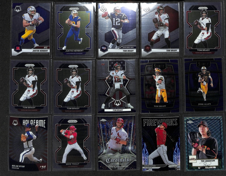 600+ Sports Cards (Mostly Prizm, Select, Chrome, Optic) Loaded w. Stars - Includes Some SPs (Mostly Base Cards) Inc. Bo Jackson, Tom Brady, Lebron James, Steph Curry, Patrick Mahomes, +