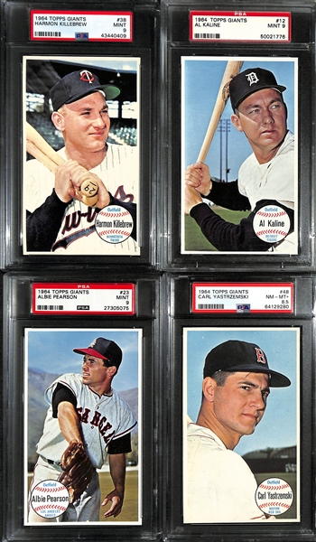 Lot of (4) 1964 Graded Topps Giants Baseball Cards - (3) PSA 9 (Killebrew, Kaline, Pearson) & (1) PSA 8.5 Yastrzemski