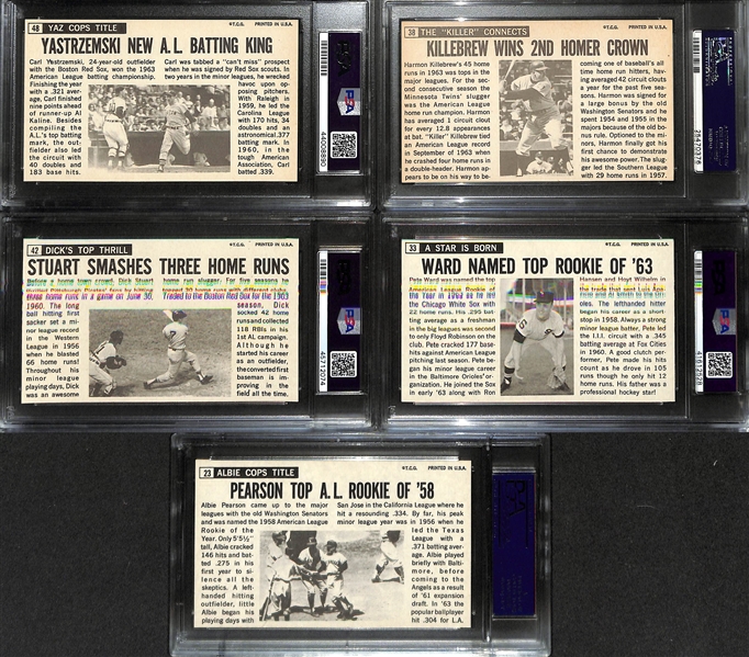 Lot of (5) 1964 Topps Giants Baseball Cards - All PSA 8 Inc. Yastrzemski & Killebrew