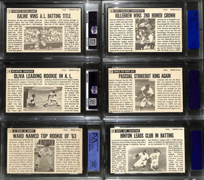 Lot of (6) 1964 Topps Giants Baseball Cards - All PSA 8 Inc. Al Kaline #12, Harmon Killebrew #38 & More