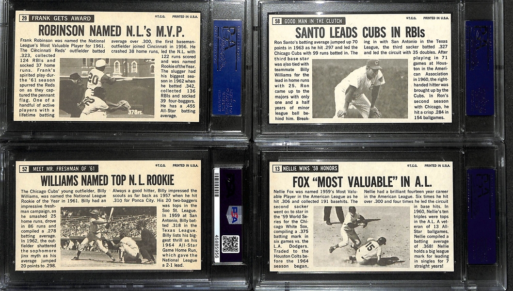 Lot of (7) 1964 Topps Giants Baseball Cards All PSA 8 Inc. Frank Robinson #29, Ron Santo #58, Billy Williams #52 & More