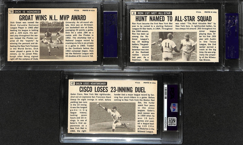 Lot of (7) 1964 Topps Giants Baseball Cards All PSA 8 Inc. Frank Robinson #29, Ron Santo #58, Billy Williams #52 & More