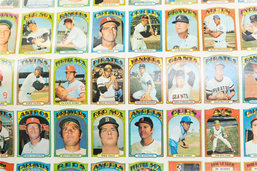 1972 Topps Baseball 4th Series Uncut Sheet of 132 Cards w. Willie Stargell/Thurman Munson/Steve Carlton