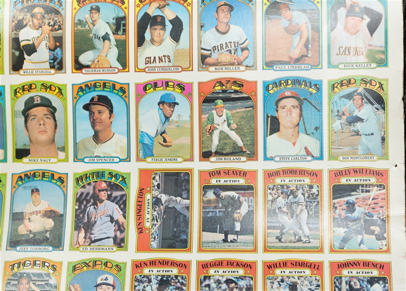 1972 Topps Baseball 4th Series Uncut Sheet of 132 Cards w. Willie Stargell/Thurman Munson/Steve Carlton