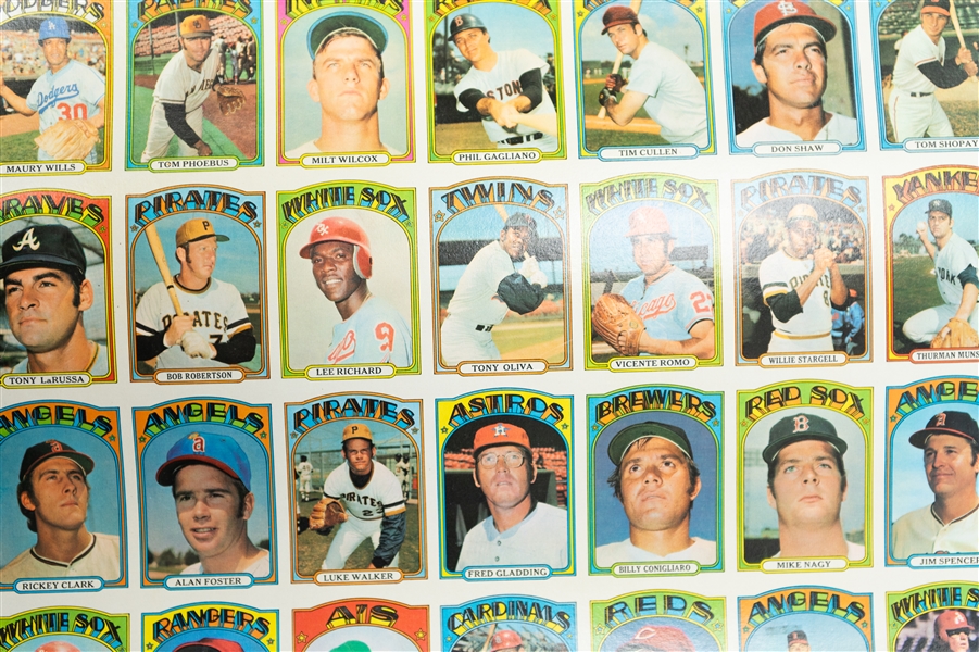 1972 Topps Baseball 4th Series Uncut Sheet of 132 Cards w. Willie Stargell/Thurman Munson/Steve Carlton