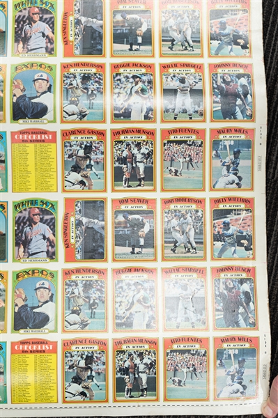 1972 Topps Baseball 4th Series Uncut Sheet of 132 Cards w. Willie Stargell/Thurman Munson/Steve Carlton