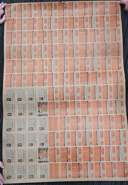 1972 Topps Baseball 4th Series Uncut Sheet of 132 Cards w. Willie Stargell/Thurman Munson/Steve Carlton