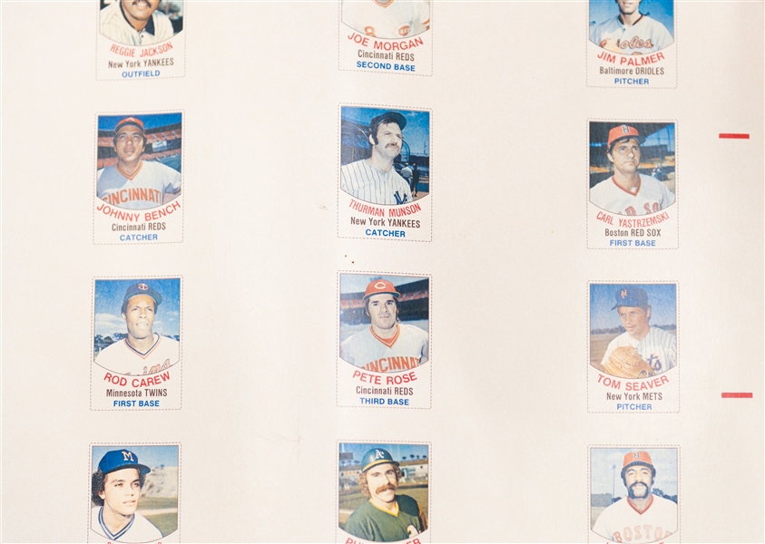 Lot of (3) Uncut Sheets - 1975 Topps Baseball (w. Mike Schmidt), 1977 Hostess Baseball (w. Pete Rose), & 1983 TCMA Yankees