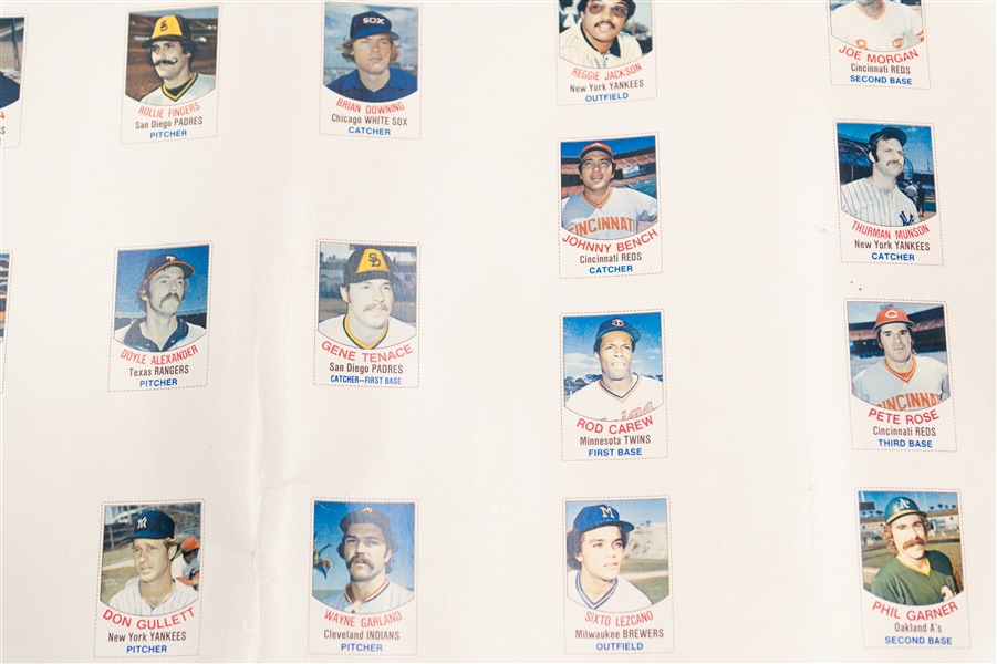 Lot of (3) Uncut Sheets - 1975 Topps Baseball (w. Mike Schmidt), 1977 Hostess Baseball (w. Pete Rose), & 1983 TCMA Yankees