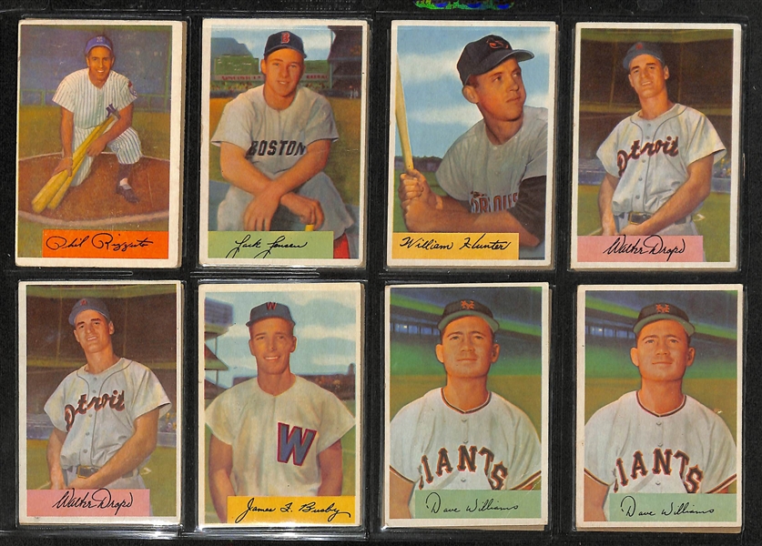 Lot of (186) Assorted 1954 Bowman Baseball Cards w. Yogi Berra & PeeWee Reese