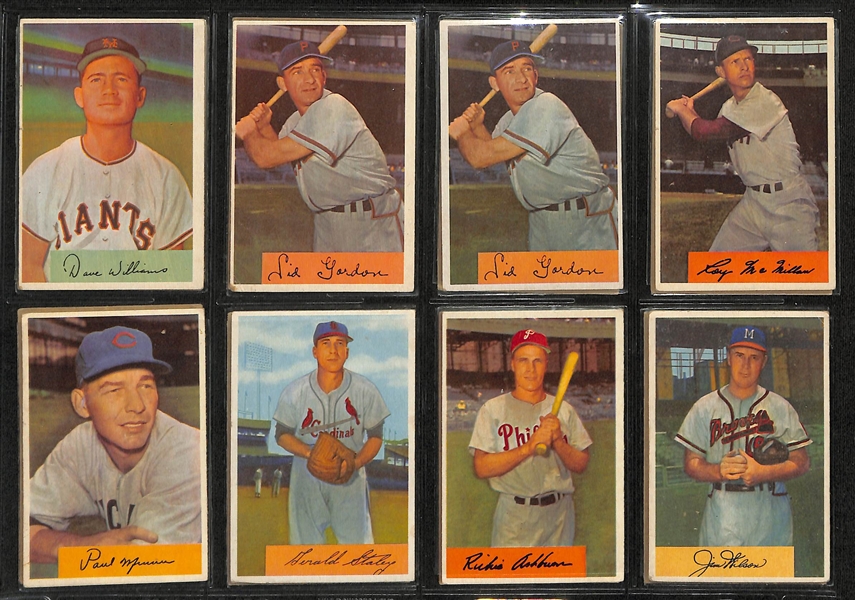 Lot of (186) Assorted 1954 Bowman Baseball Cards w. Yogi Berra & PeeWee Reese