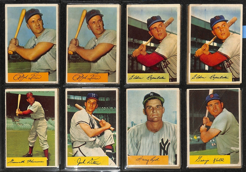 Lot of (186) Assorted 1954 Bowman Baseball Cards w. Yogi Berra & PeeWee Reese