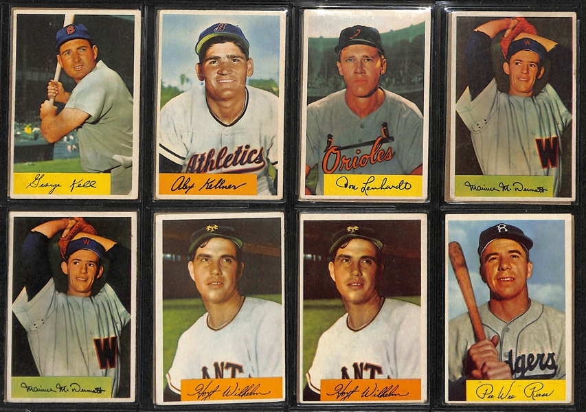 Lot of (186) Assorted 1954 Bowman Baseball Cards w. Yogi Berra & PeeWee Reese