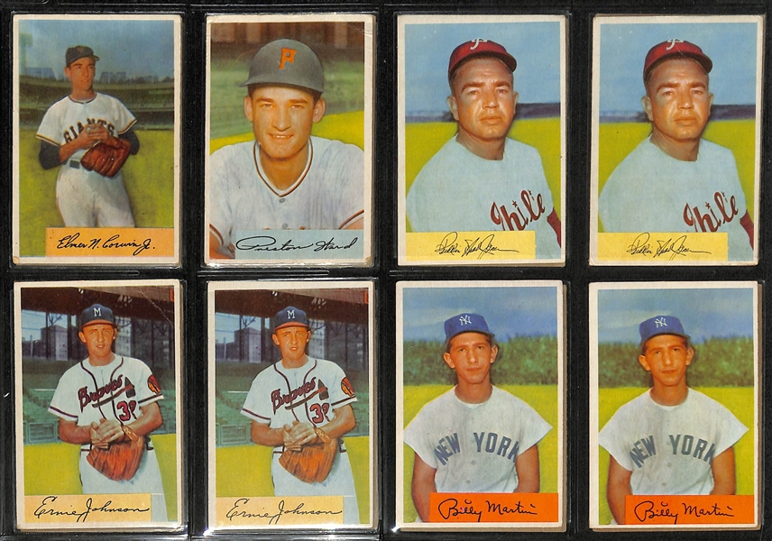 Lot of (186) Assorted 1954 Bowman Baseball Cards w. Yogi Berra & PeeWee Reese