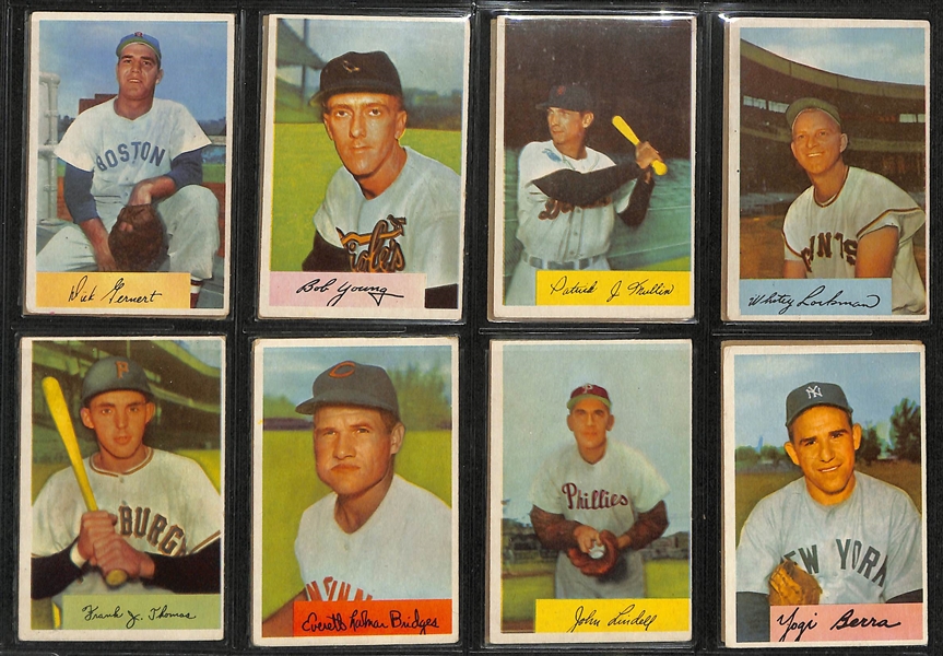 Lot of (186) Assorted 1954 Bowman Baseball Cards w. Yogi Berra & PeeWee Reese