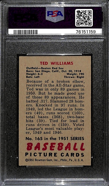 1951 Bowman Ted Williams #165 Graded PSA 5