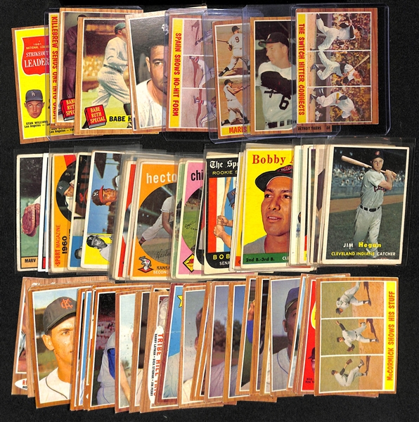 Lot of (91) 1957-1962 Topps Baseball Cards w. 1962 The Switch Hitter (Mantle) #318