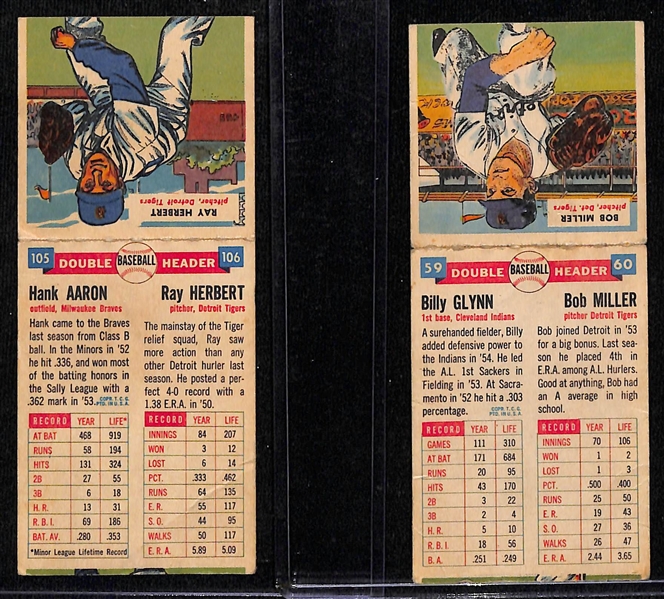 Lot of (2) 1955 Topps Double Header Cards w. Hank Aaron/Ray Herbert