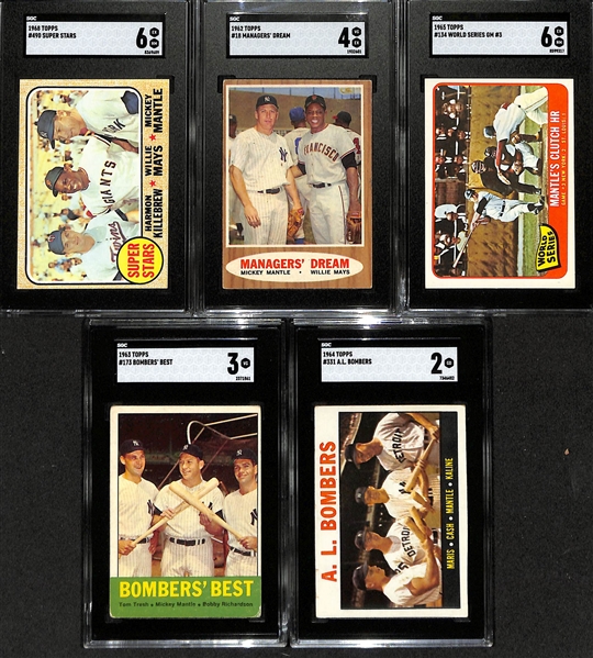 (6) Graded Mickey Mantle Cards w. 1968 Super Stars (SGC 6), 1962 Manager's Dream (SGC 4), 1965 Clutch Home Run (SGC 6), 1963 Bomber's Best (SGC 3), 1964 AL Bombers (SGC 2)