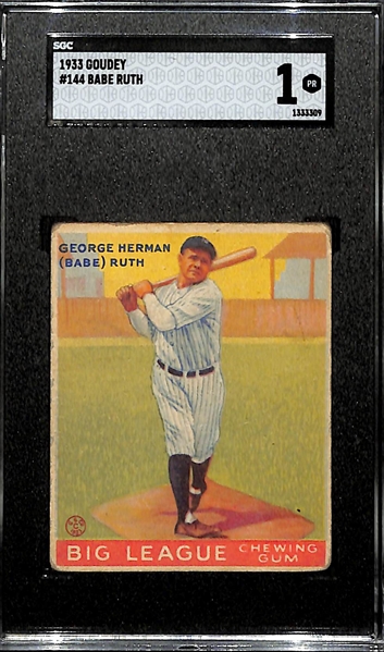 1933 Goudey #144 Babe Ruth Graded SGC 1