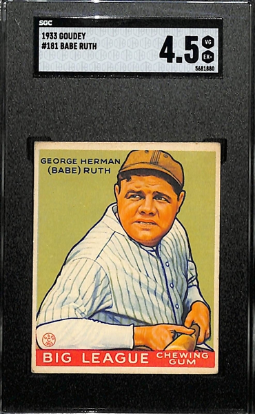 1933 Goudey #181 Babe Ruth Graded SGC 4.5