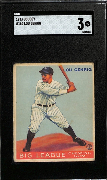 1933 Goudey #160 Lou Gehrig Graded SGC 3
