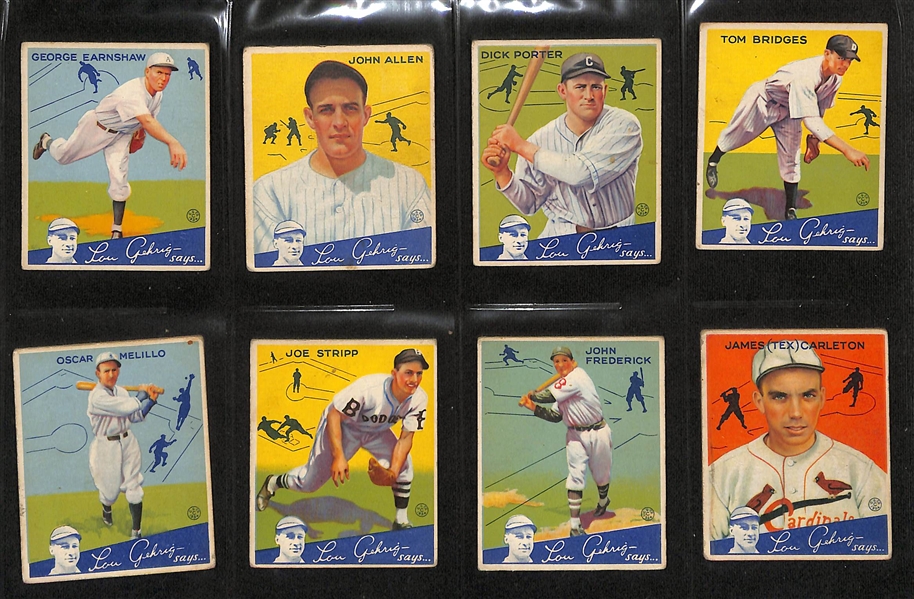 Lot of (64) Different 1934 Goudey Baseball Cards w. Chuck Klein (HOF) & Frankie Frisch (HOF)
